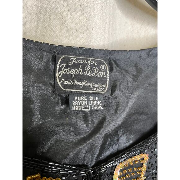 1980s Jean for Joseph Le Bon Silk Beaded Glam Regency Swiftie Glitz Cardigan XXL - Picture 2 of 6